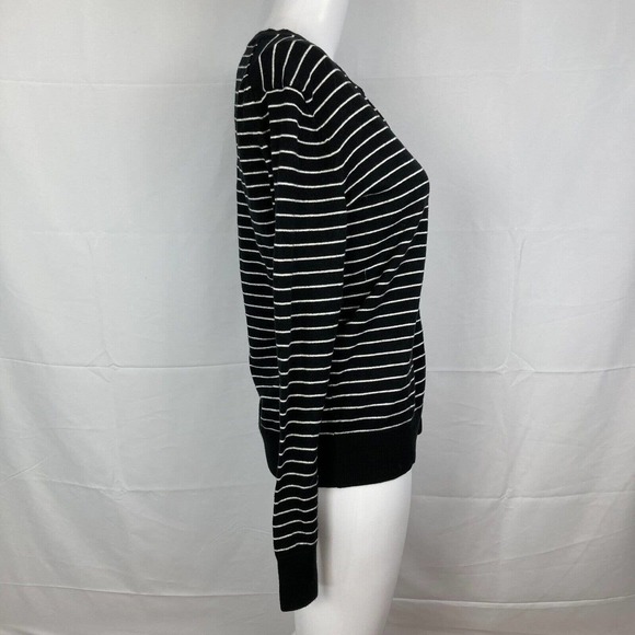 Gap Cardigan Womens Sz S Black White Striped Cotton Knit Button Up Sweater - Picture 3 of 9
